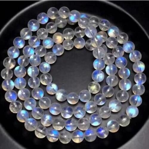 Fashion jewelry Natural Strong Blue Light Moonstone Crystal Round Beads Bracelet 6mm