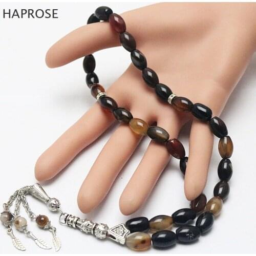Fashion bracelet multicolor agate bracelet Oval beads Islamic Muslim Tasbih Allah Rosary Natural agate tassel free shipping