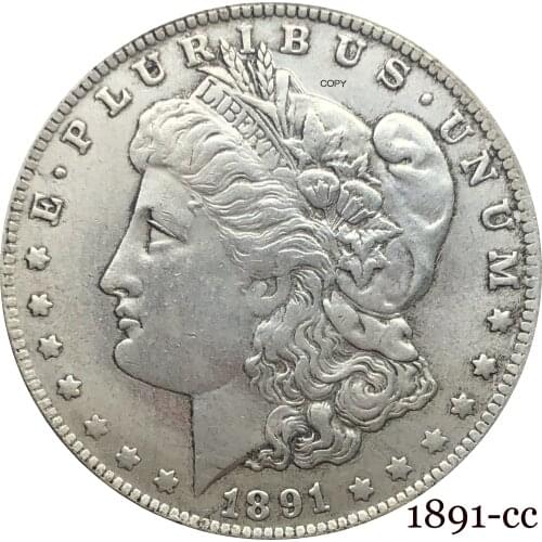 United States Of America 1891 CC Morgan One Dollar US Coin Liberty Cupronickel Silver Plated In God We Trust Copy Coin