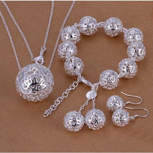 Sets 925 Silver Sets Balls Jewelry Wholesale Free Shipping alsa LS110