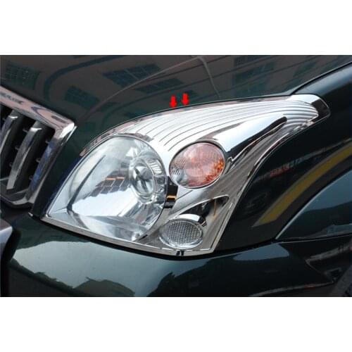 ABS Chrome Car Front Headlight + Rear Tail Light Lamp Cover Trim For Toyota LAND CRUISER PRADO FJ120 03-09 2003-2009
