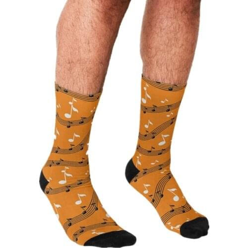 Mens socks Funny Magical musical notes for music lovers Socks Men harajuku Happy hip hop boys Crew Casual Crazy Socks for men