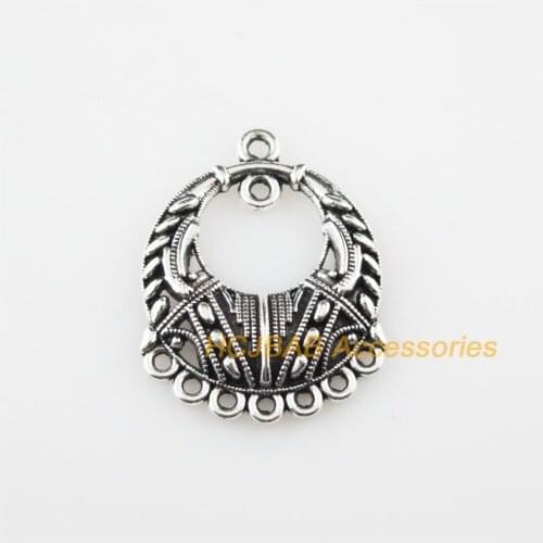 New 10Pcs Tibetan Silver Color Flower Round Moon Charms Connectors 22x27mm