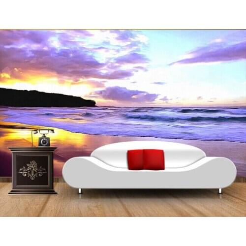 Custom landscape wallpaper, Sunrise Beach mural for the living room bedroom TV background wall silk cloth papel de parede