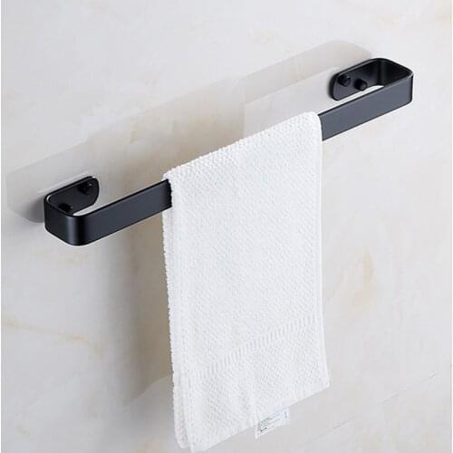 Solid Space Aluminum Matte Black Towel Bar Single Towel Rack Bathroom Accessories Wall Mounted Towel Holder 20/30/40/50 cm