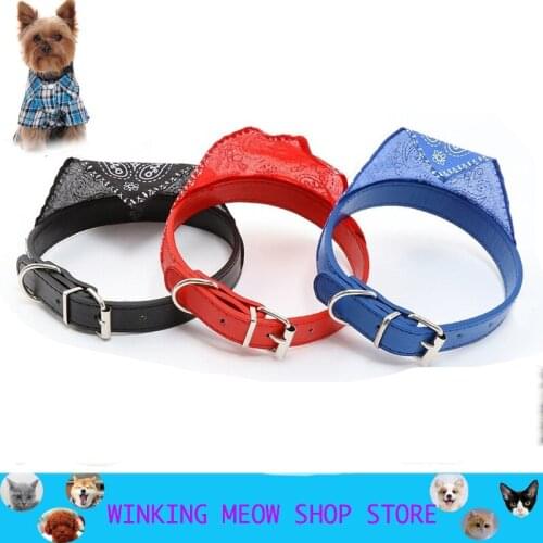 Dog collar Adjustable Neck Scarf Small And Medium Sized accessories Pet Supplies Kitty Pu MaterialB