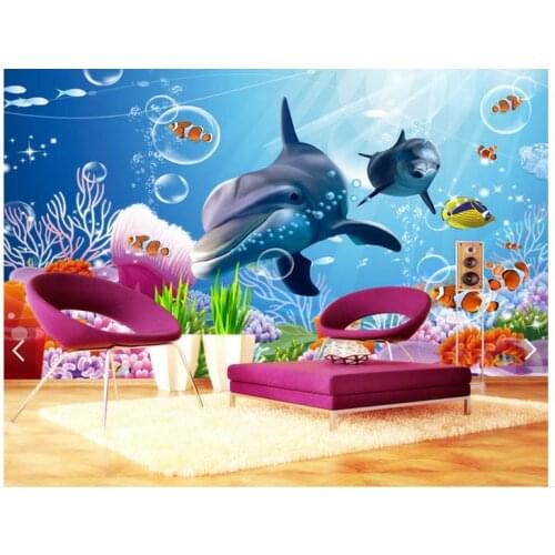 Custom photo wallpaper 3d wall murals wallpaper Mediterranean Dolphin children room background wall paintings wall home decor