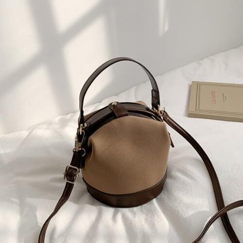 Casual Nubuck PU Leather Women Crossbody Bucket Bag Cute Girls Small Tote Bags Summer Female Shoulder Bag Handbags And Purses