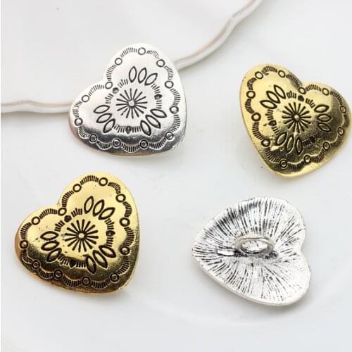 30MM 3pcs/lot Retro Zinc Alloy Sweet Heart Bronze Decorative Vintage Concho Buttons Charms For DIY Jewellery Accessories