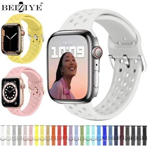 Breathable Silicone Strap For Apple Watch Band 38mm 42mm 44mm 40mm Sport Silicone bracelet For Apple Watch series 6 SE 5 4 3 2 1