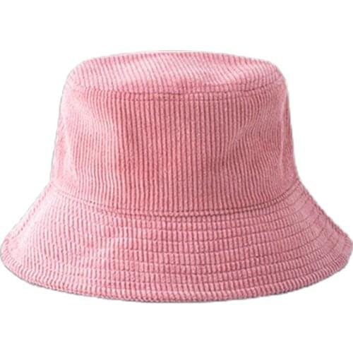 Unisex Winter Warm Corduroy Velvet Bucket Hat Ribbed Solid Color Fisherman Cap 1XCA
