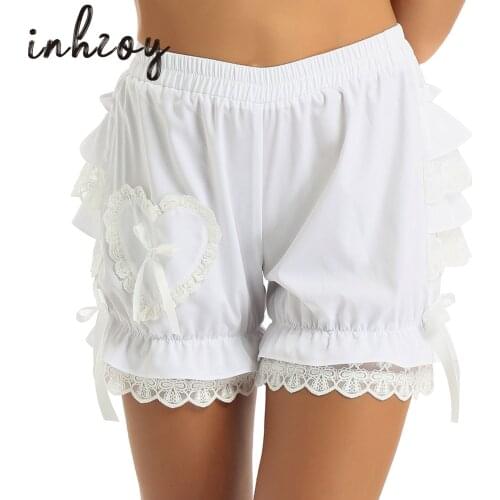 Cute White Lace Pumpkin Shorts Pants Bloomers Women Girls Vintage Victorian Gothic Pantaloons