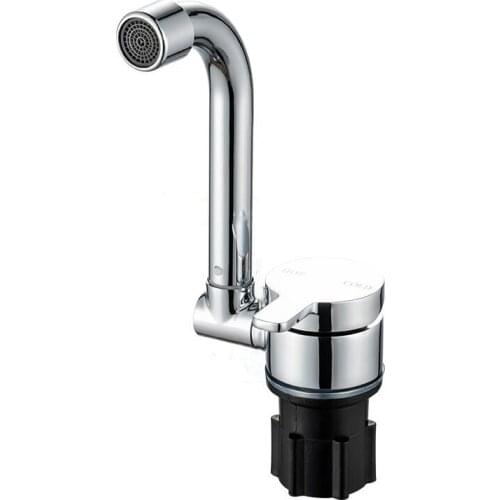 Foldable RV Faucet 360 Degree Rotation 1/2 Inlet Thread Single Handle Cold & Hot Water Mixer Copper Faucet for RV Boat