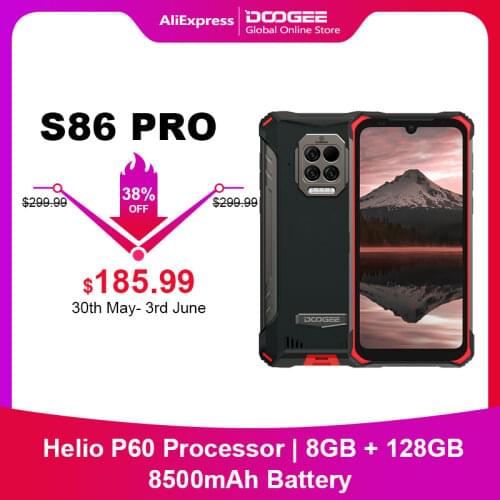 Doogee S86 Pro IP68 Rugged Smartphone 8500mAh 6.1'' 8GB+128GB Helio P60 Global Bands Triple Camera thermometer Mobile Phone
