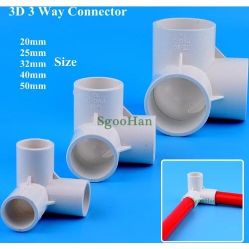 50pcs ID 20~50mm PVC Connectors Aquarium Fish Tank 3-Way Connector Irrigation System Garden Water Connectors UPVC Pipe Joints