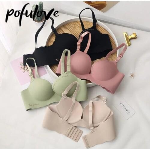 Women Invisible Bras Push Up Bra Seamless Gathered Sexy Bralette Wireless Solid Simple Female Bras Plus Size Underwear Lingerie