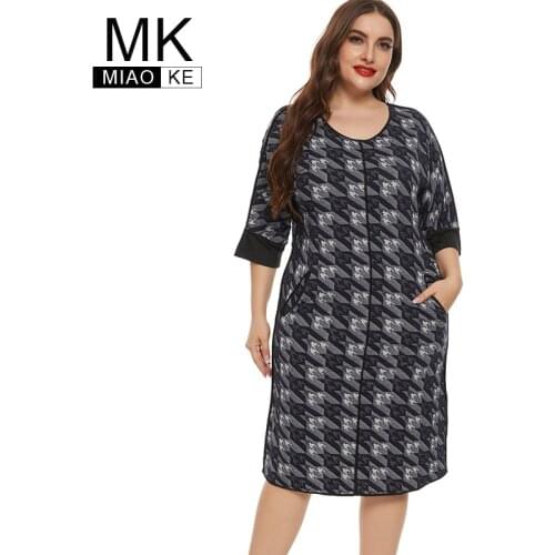 2020 Fall womens Long sleeves Printed Dress fashion Ladies Retro party elegant Plus Size dresses Women Clothing 4XL 5XL 6XL