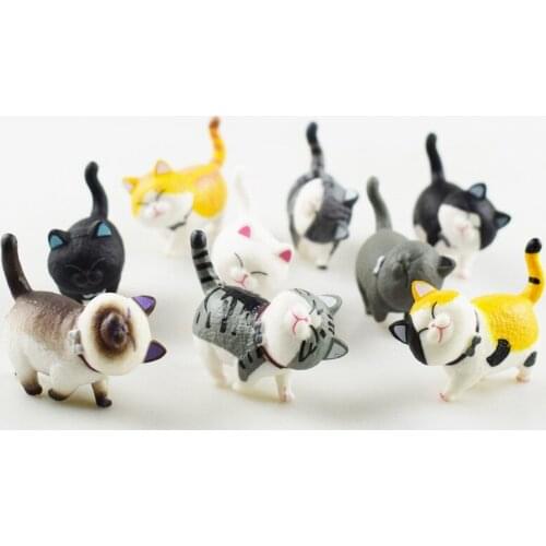 1pcs Random Cartoon cute fat cat with pet blind box toy table games cat with model hand operated doll car with cake baking