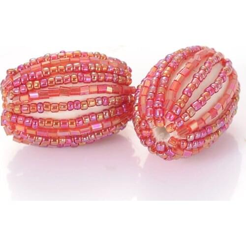 10 Pcs 30*20mm Woven Acrylic-glass Seed Beads Oval Shape Crochet Loose Bead For Jewelry Making Accessories