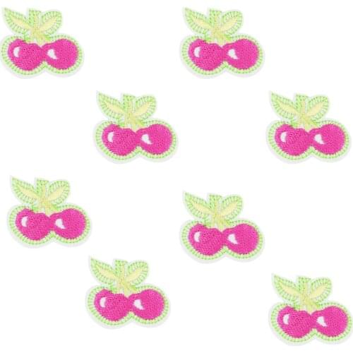 10 pcs Twins Cherry patches badges for clothing iron embroidered patch applique iron on patches sewing accessories for clothes