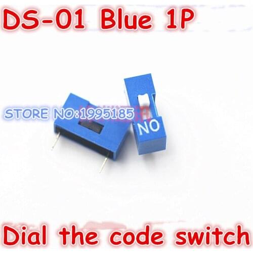 100Pcs/Lot DS-01 2.54MM 1P DIP Dial The Code Switch/Toggle Switch/Coding Switch 1P Blue Dial The Code Switch