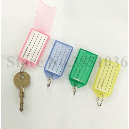 100 pieces/lot Blank Plastic Keychains Rectangle luggage tag Insert Photo Keyrings key card number