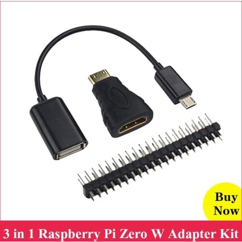 3 in 1 Raspberry Pi Zero Adapter kit Mini HDMI Adapter OTG Cable GPIO Header for Raspberry Pi Zero W V1.3