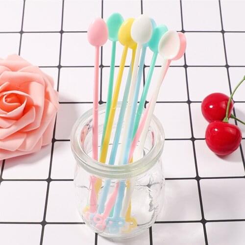 5pcs Mini Candy Colored Cute Plastic Dispensing Spoon Jewelry Resin Silicone Mold Tools Stirring Stick Coffee Spoon Kitchen Tool