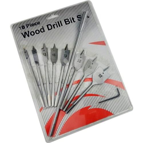 6/10pcs Flat Drill three point woodworking drill round hexagonal handle opener set flat bit plank punch Tool