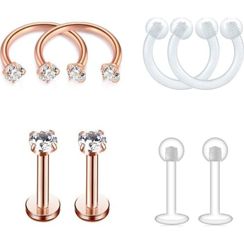 BONISKISS 2021 New 16G Cartilage Earring Stud Nose Ring Body Piercing Jewelry Surgical Steel Ring Piercing Jewellery Wholesale