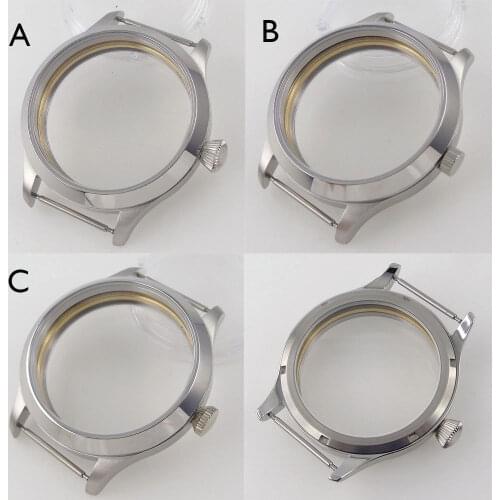 316L Stainless Steel 45mm Manual Watch Case fit ETA 6498 6497 ST 3600 3602 Push Crown Glass Back
