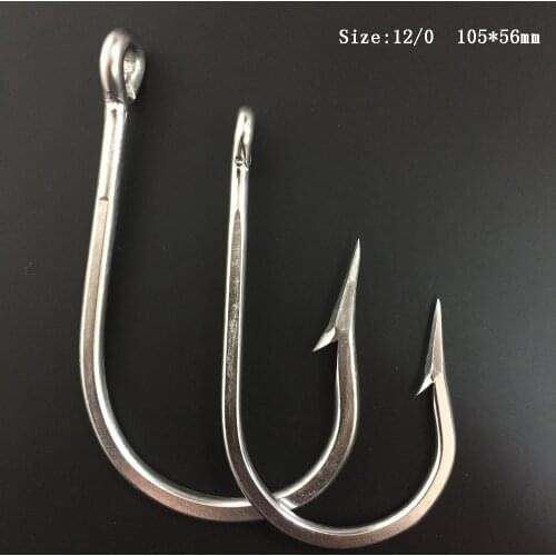 CN01 10pcs 12/0 Mustad Fishing Hook Stainless Steel Fishing Hook Jigging Fishing Hook Big Hook For Fishing