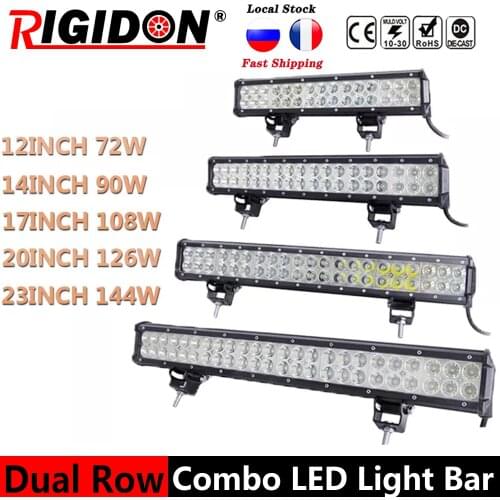 RIGIDON 3D Double Row 12/14/17/20/23inch Led Light Bar Flood Spot Combo Beam for Boat Vehicles Truck 4WD SUV ATV