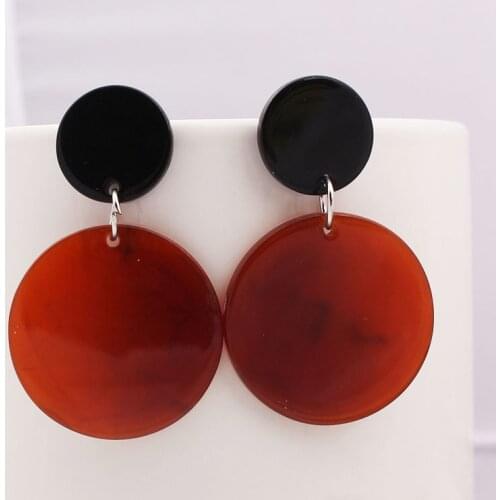 ES1106 Korean Geometric Pendant Earrings Simple Leopard Tortoise Color Drop Earrings Unique Design Resin Acrylic Dangle Earring