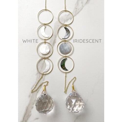 Moon Phases 30mm Crystal Prism Room Decoration Ornament Glintz Zen Genuine Shell Sun Catchers Boho Home Decor Suncatcher Witchy