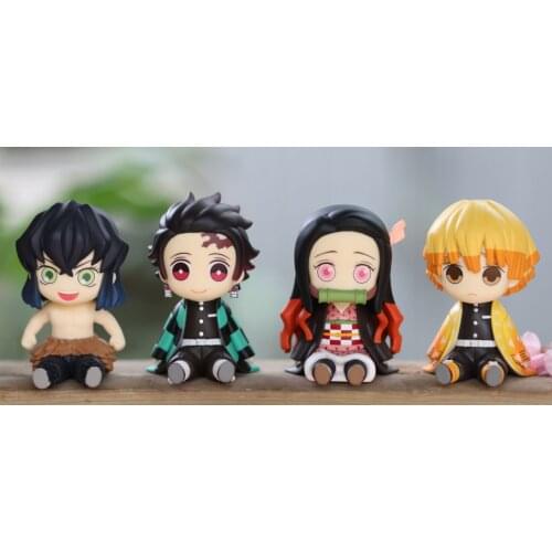 In stock 8CM 2021 Japanese original anime figure Demon Slayer Q version sitting action figure collectible model toys for boys
