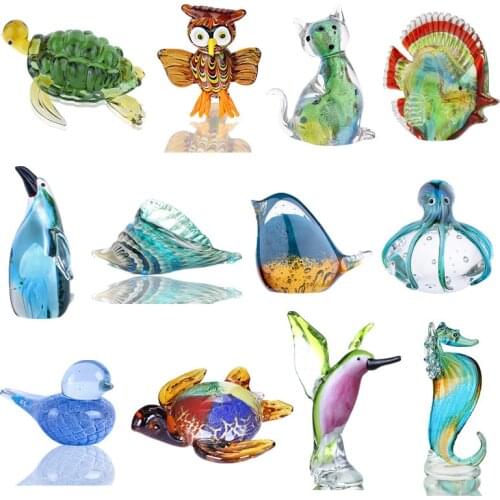 H&D 16 Styles Glass Animal Figurines Miniature Paperweight Handblown Modern Animal Gifts For Friends Home Decoration Accessories