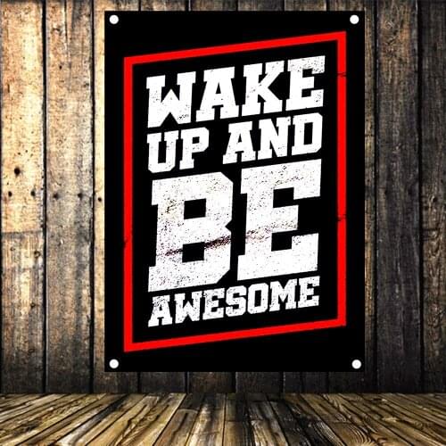 WAKE UP AND BE AWESOME Motivational Workout Posters Exercise Banners Wall Art Flags Canvas Painting Tapestry Gym Wall Decor
