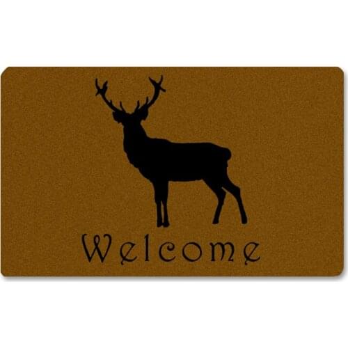 Custom Rubber Doormat Deer and Bear Pattern Welcome Door Mat Outdoor Indoor Anti-Slip Mat