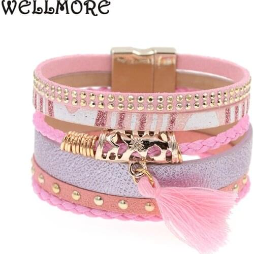 WELLMORE summer leather bracelet have 4 color charm bracelets Bohemian bracelets for women jewelry wholesale