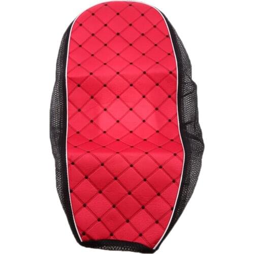 Red Motorcycle Scooter Moped Seat Cover Anti-Slip Cushion Pad PU Leather Waterproof , M/L/XL
