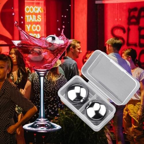 Round Ball Shaped Stainless Steel Whiskey Stones Red Wine Drink Cooler Ice Cubes