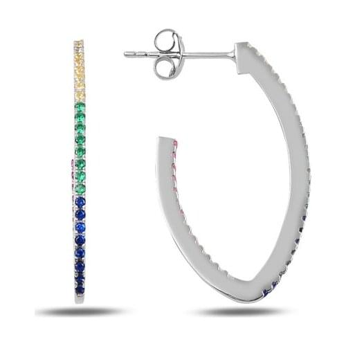 KUTAYDAN Mixed Color Zircon Earrings 925 Sterling Silver