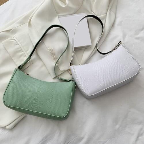 Fashion Lizard Pattern Shoulder Bags For Women PU Leather Underarm Bag Casual All-match Ladies Solid Color Handbags Purse