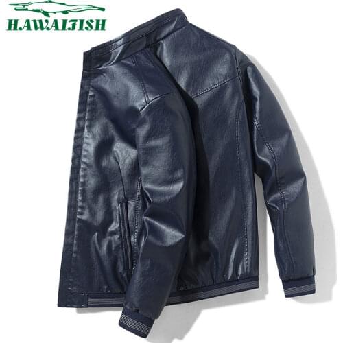 Hawaifish brand mens leather coat 2021 spring and autumn new popular Korean jaqueta couro high qulity slim thin fashion clothes