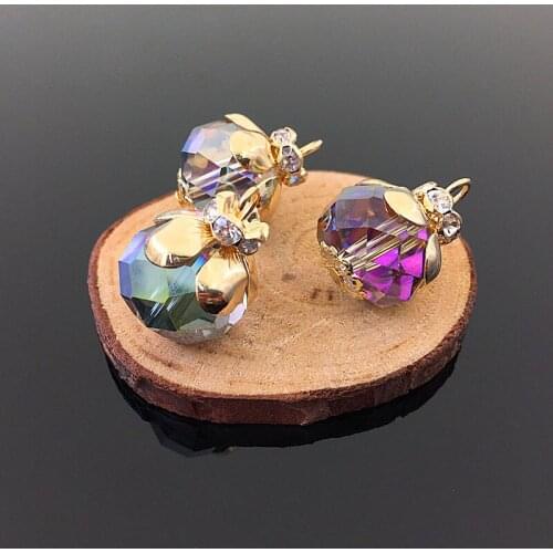 New Style 30pcs/lot multicolor Rhinestone decoration Alloy Gold Tone Cartoon 3D Gourd Shape Crystal Glass Diy Jewelry Pendants
