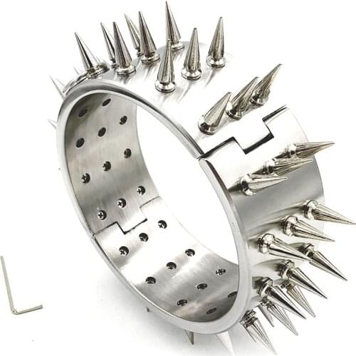 6cm High Stainless Steel With Thorn Heavy Collar Slave Bdsm Bondage Man/Woman Sex Toys Metal Dog Collar Fetish Erotic Toys