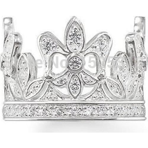 Silver Plated White CZ Crown Rings, European Fashion Thomas Style Ring Eternity Glam Romantic Ts Jewelry Best Gift for Men Women