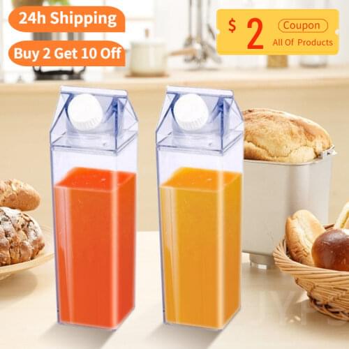 500/1000ml Transparent Milk Water Bottle Drinkware Shaker Sports Square Milk Water Juice Coffee Bottle Tour Outdoor Drinking Cup