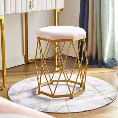 Simple Net Red Light Luxury Nail Chair Home Makeup Iron Stool Nordic Bedroom Dressing Table Stool Dressing Stool